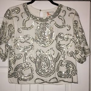 NWT Cream beaded blouse